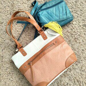 Brand new genuine leather tote with a fee genuine leather cross body purse